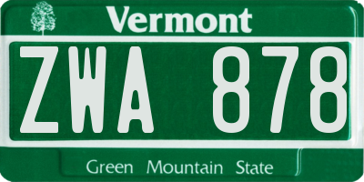 VT license plate ZWA878