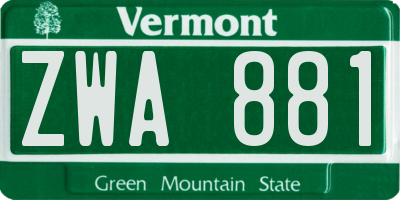 VT license plate ZWA881