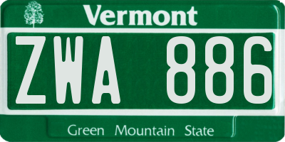 VT license plate ZWA886
