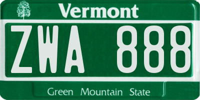 VT license plate ZWA888