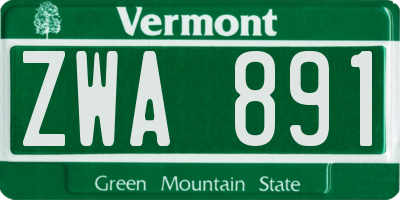 VT license plate ZWA891