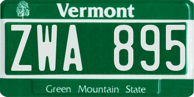 VT license plate ZWA895