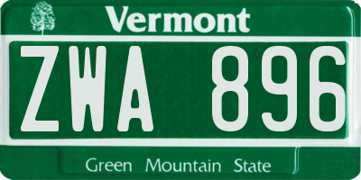 VT license plate ZWA896