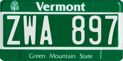 VT license plate ZWA897