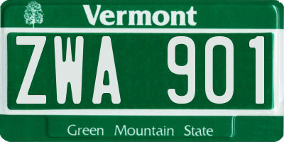 VT license plate ZWA901