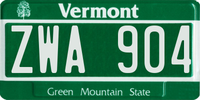 VT license plate ZWA904