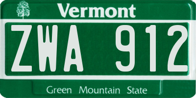 VT license plate ZWA912