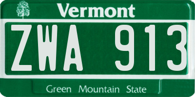 VT license plate ZWA913