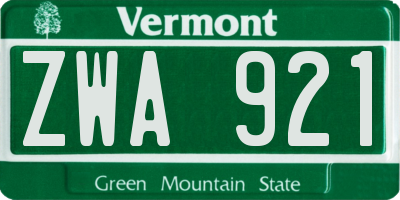 VT license plate ZWA921