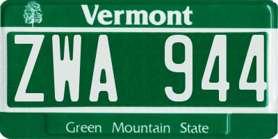 VT license plate ZWA944