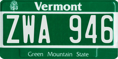 VT license plate ZWA946