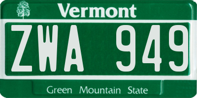 VT license plate ZWA949