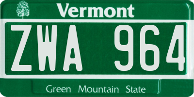 VT license plate ZWA964