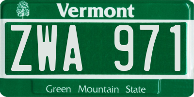 VT license plate ZWA971