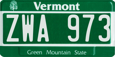 VT license plate ZWA973