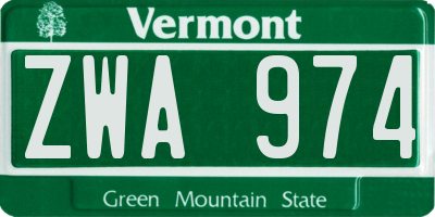 VT license plate ZWA974