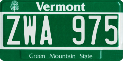 VT license plate ZWA975