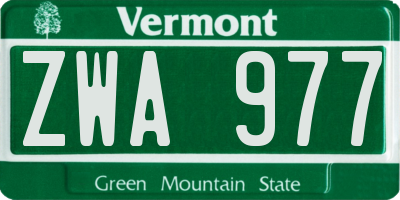 VT license plate ZWA977