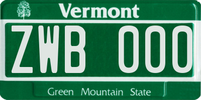 VT license plate ZWB000