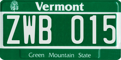 VT license plate ZWB015