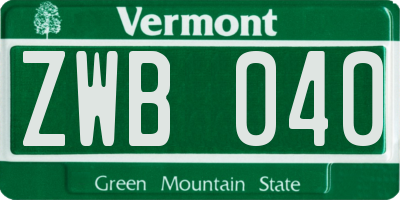 VT license plate ZWB040