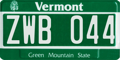 VT license plate ZWB044