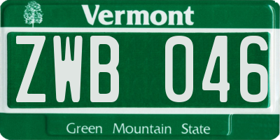 VT license plate ZWB046