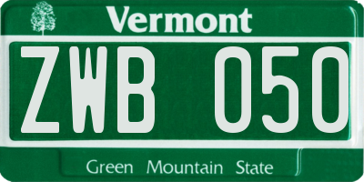 VT license plate ZWB050
