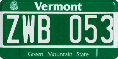 VT license plate ZWB053