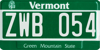 VT license plate ZWB054