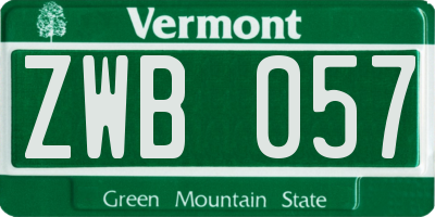 VT license plate ZWB057
