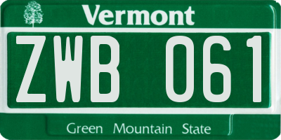 VT license plate ZWB061