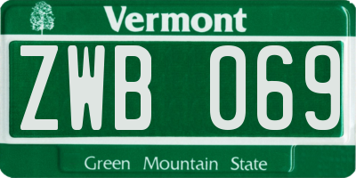 VT license plate ZWB069