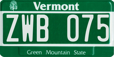 VT license plate ZWB075