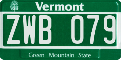 VT license plate ZWB079