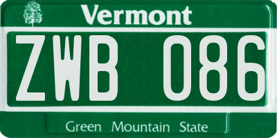 VT license plate ZWB086