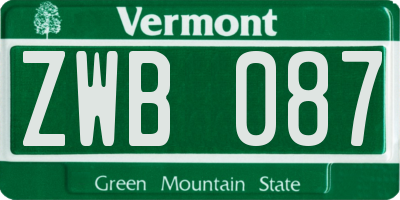 VT license plate ZWB087