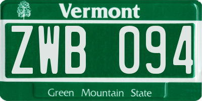 VT license plate ZWB094