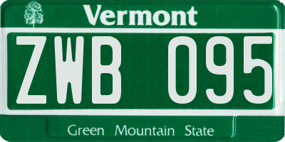VT license plate ZWB095