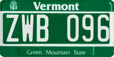 VT license plate ZWB096