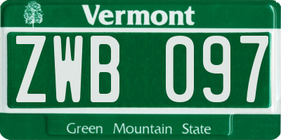 VT license plate ZWB097