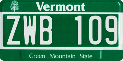 VT license plate ZWB109