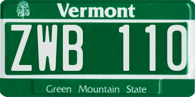 VT license plate ZWB110