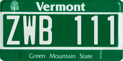 VT license plate ZWB111