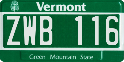 VT license plate ZWB116