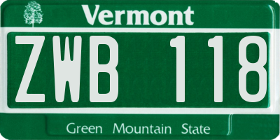 VT license plate ZWB118