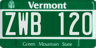 VT license plate ZWB120