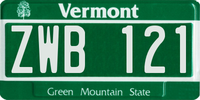 VT license plate ZWB121