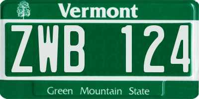 VT license plate ZWB124