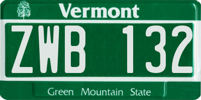 VT license plate ZWB132